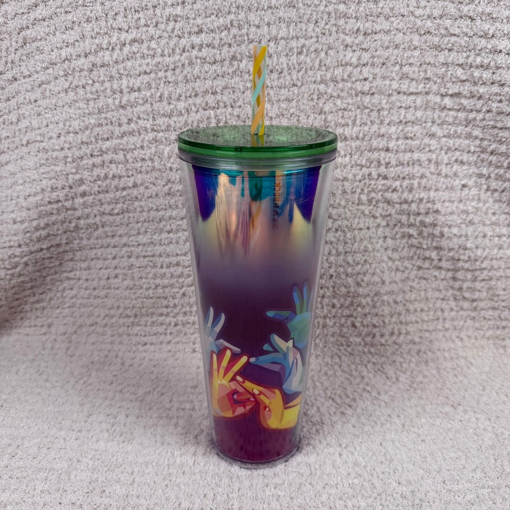 Starbucks 24 oz Iridescent Green Botanical Tumbler Green Stylized Hands
